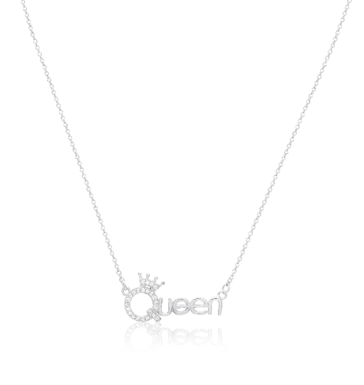 Sterling Silver QUEEN CZ Pendant Necklace