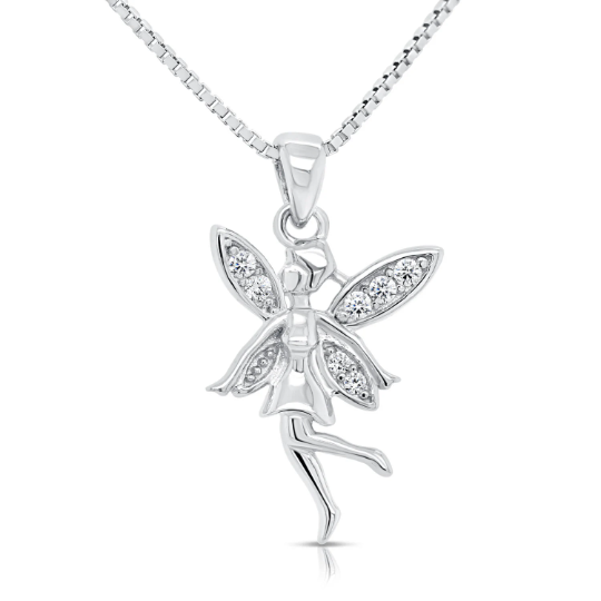 Sterling Silver Fairy Lucky Charm CZ Pendant