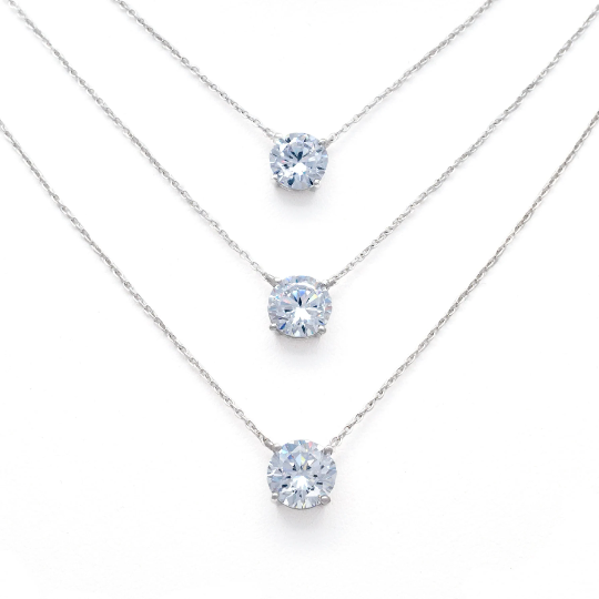 Sterling Silver Classic Cubic Zirconia Necklace (adjustable)
